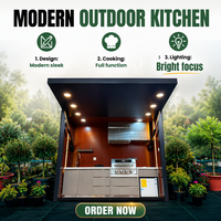 Cuisine extérieure préfabriquée de qualité commerciale, entièrement pré-câblée et résistante à l'eau, pour camping touristique, divertissement en plein air et espace de cuisson
