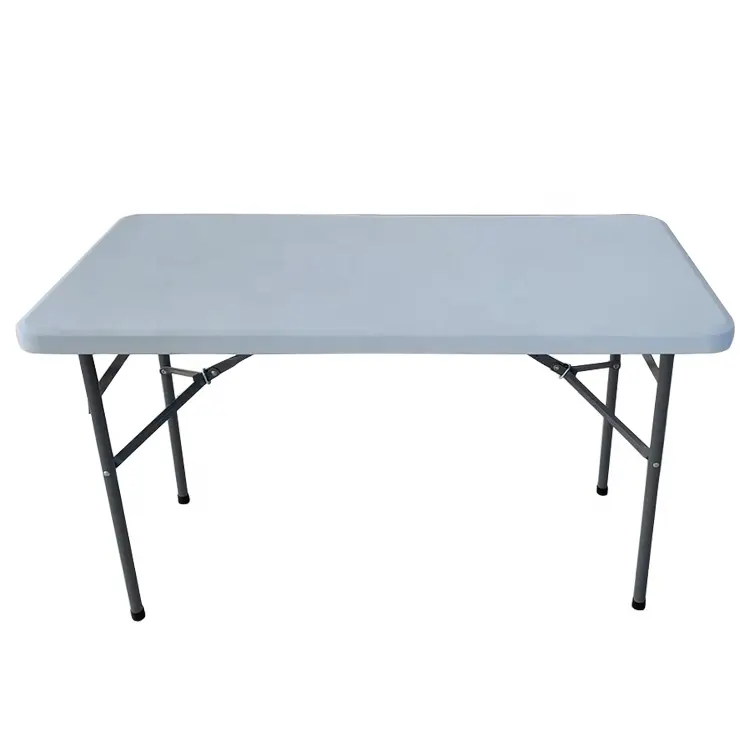 Table rectangulaire en plastique blanche de 4 pieds pour l'extérieur Table de banquet en plastique non pliante au milieu