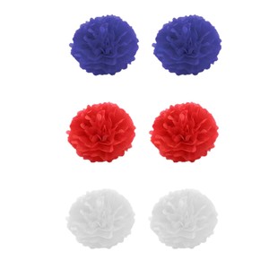 Kit de Decoración Patriótica Azul y Rojo Personalizado HLC, Pancarta, Globos, Abanicos de Papel, Pompones, Decoración Colgante en Espiral, Regalo para el Día de la Independencia - Product Image 5