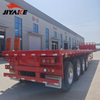 Semi-remorque plate rouge de haute qualité, 4 essieux, pour le transport de conteneurs, vente directe d'usine