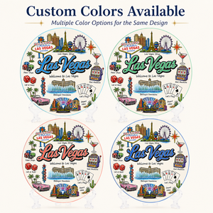 Assiette en céramique souvenir de <span class=keywords><strong>Las</strong></span> <span class=keywords><strong>Vegas</strong></span>, États-Unis, motif dessin animé des monuments de la ville, pour assiette décorative en céramique, personnalisable OEM ODM, vente en gros - Product Image 2