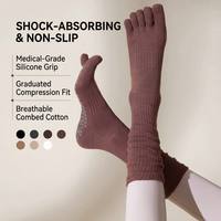Chaussettes tendance à cinq doigts pour yoga et pilates, style ballet, antidérapantes, en coton écologique, pour femmes, fitness, barre, danse, entraînement