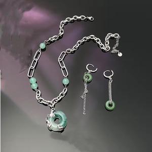 Nicho de diseño de gama alta para mujer, moda antigua, estilo clásico, colgante de dragón de Jade, pendientes, collar, cuentas verdes, accesorio Retro - Product Image 3
