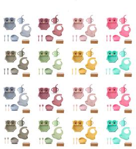 2025 sıcak satış bebek bölünmüş baykuş plakaları Bpa ücretsiz gıda sınıfı hayvan silikon bebek emme kasesi tabaklar silikon bebek besleme seti - Product Image 2