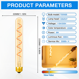 Trong nhà dân cư Edison bóng đèn cổ điển trang trí hình ống dẫn ống đèn 4W 6W 30mm 185mm 225mm trắng ấm <span class=keywords><strong>E27</strong></span> toàn cầu SMD <span class=keywords><strong>LED</strong></span> - Product Image 6