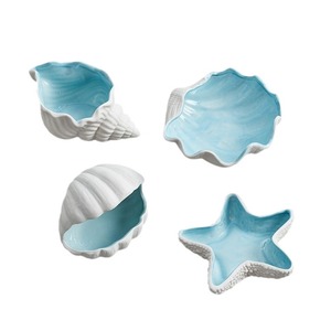 Étoile de mer Bijoux Plat Plateau Céramique Aqua Shell Bibelot Plat Céramique Anneau Boucle D'oreille Clé Bol pour Entrée Table Anniversaire Fête À La Maison - Product Image 5