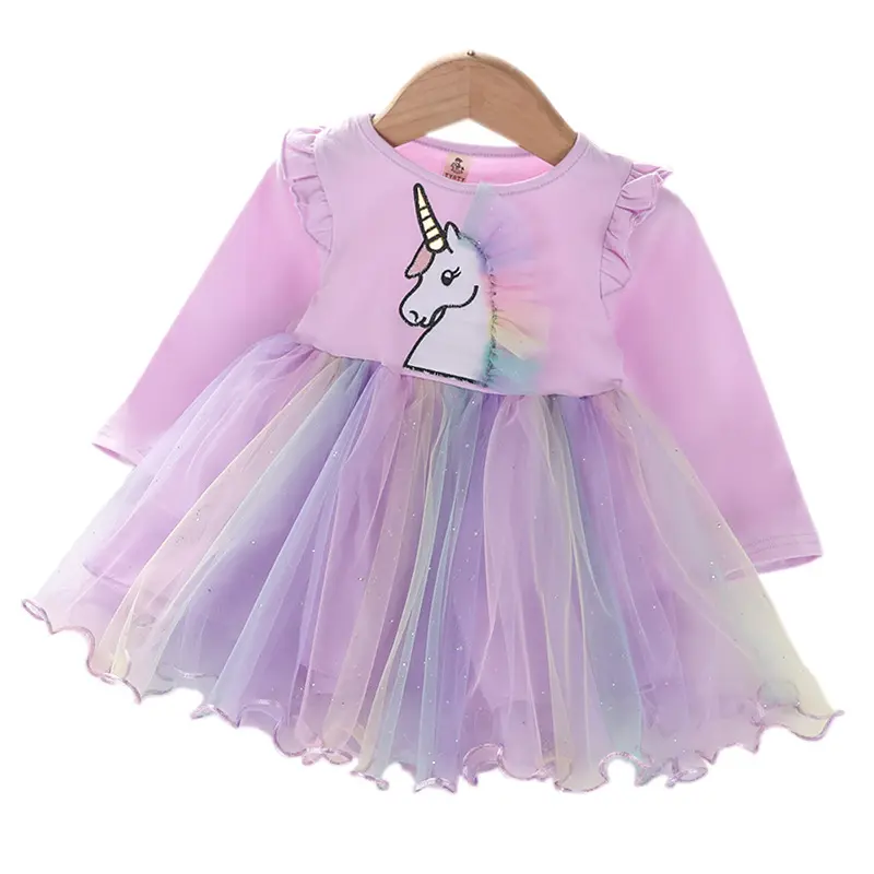 2020 Panas Menjual Pola Kartun Unicorn Gaun Gadis Anak Pakaian Anak Boutique Pakaian