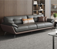 Ensemble de canapés en cuir de style italien moderne pour salon, design exécutif en bois