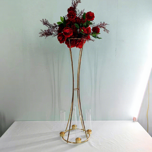 Centro de Mesa de Lujo LEDA de Alta Calidad para Bodas, Soporte de Flores Dorado, Exhibidor de Flores de Acero Inoxidable - Product Image 1