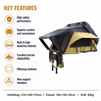 Tente de toit rigide ABS End Up 280G en polyester imperméable et résistant à la moisissure 420D Oxford RTT