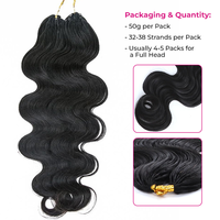 Fournisseur Alibaba de premier plan : Extensions de cheveux humains au crochet, grade 15A, ondulées, pré-séparées pour tresses bohèmes et nœuds miracle