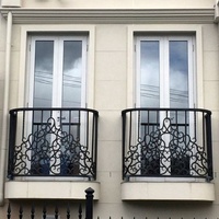 Rampe de balcon Tanlong avec supports, style fer forgé, rampe extérieure résistante à la rouille avec revêtement en poudre