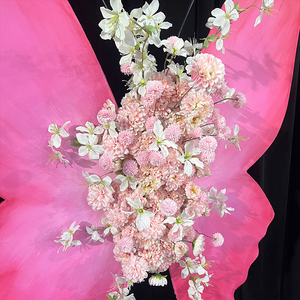 Artificial Silk <b>Pink</b> White Flower Butterfly-Shaped Modern Wedding Background Wall Panel with Eco-Friendly Floral Design - Product Image 4