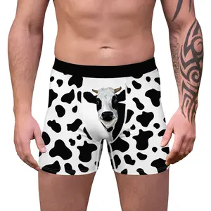 Mode Zachte Elastische Taille Boxers 3d Print Ademende Slips Aangepast Logo Ondergoed Voor Mannen