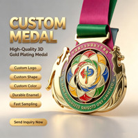 Médaille personnalisée en alliage de zinc plaqué or 3D, émail, certifiée ISO, récompense sportive, logo personnalisé, échantillonnage rapide, vente en gros directe d'usine, OEM