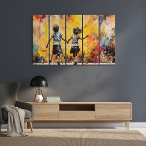 Impression sur toile Running Kids Street Art, Affiche Urban Color Splash, LOT DE 5 TOILES - Product Image 3