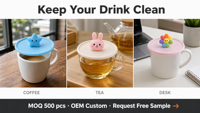 Couvre-tasses pliables en silicone personnalisés OEM ODM, qualité alimentaire, réutilisables, anti-goutte, pour tasses à café et verres