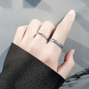 남녀공용 S925 스털링 실버 반지 심플 커플링 선물 조절 가능한 패션 주얼리 반지 - Product Image 3