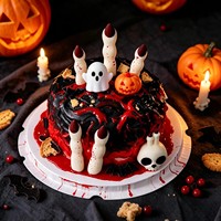 Décorations de gâteau d'Halloween : Ensemble de décorations avec démon, citrouille, fantôme, doigts de squelette pour gâteaux d'anniversaire d'enfants et décorations de gâteaux DIY