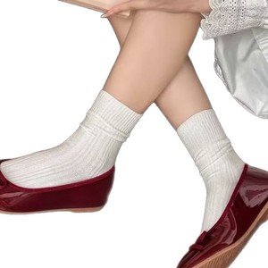 Calcetines Holgados para Mujer, Color Sólido, Transpirables, Absorbentes de Sudor, Fibra de Poliéster, Blanco, Color Avena, Caqui, Marrón Oscuro, Juveniles, de 18 a 40 Años - Product Image 4