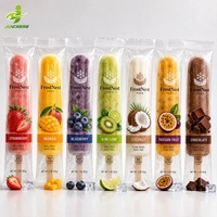 Sachets personnalisés imprimés colorés thermoscellables pour bâtonnets de crème glacée, emballages transparents en BOPP pour sucettes glacées, sacs en plastique pour bâtonnets de glace