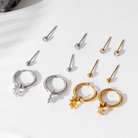 Ensemble de trois pièces de boucles d'oreilles en diamant unique à la mode européenne et américaine bijoux en acier inoxydable pour femmes