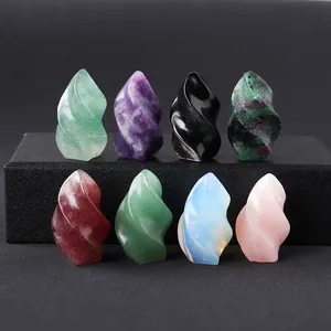 wholesale colour stone Flame Stone Natural Crystal Torch Spiral Stones For Decoration