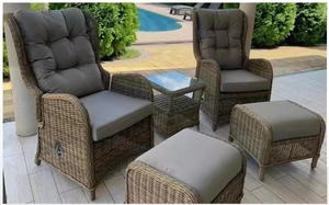 Set di Mobili <span class=keywords><strong>da</strong></span> <span class=keywords><strong>Giardino</strong></span> di Lusso con Schienale Alto, Poltrona Reclinabile in Vimini <span class=keywords><strong>e</strong></span> Rattan con Poggiapiedi <span class=keywords><strong>e</strong></span> Tavolino Laterale per Patio <span class=keywords><strong>e</strong></span> Balcone - Product Image 2