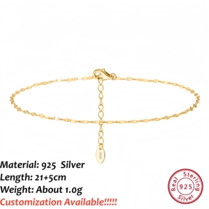 <span class=keywords><strong>Cavigliera</strong></span> a catena sottile in <span class=keywords><strong>Argento</strong></span> Sterling S925 da 1,6 mm, Minimalista, Bestseller Transfrontaliero, Gioielli da Piede da <span class=keywords><strong>Donna</strong></span> - Product Image 1