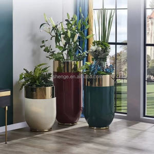 Maceta Creativa <span class=keywords><strong>para</strong></span> Plantas, Decoración <span class=keywords><strong>de</strong></span> Interiores <span class=keywords><strong>para</strong></span> Sala <span class=keywords><strong>de</strong></span> Estar, Maceta <span class=keywords><strong>de</strong></span> Acero y Cuero <span class=keywords><strong>de</strong></span> Lujo - Product Image 1