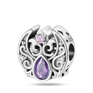 Vente en gros de breloques de bracelet en argent sterling 925 rose violet breloques bijoux en perles pour la fabrication de bracelets pendentifs breloques bijoux en argent - Product Image 6
