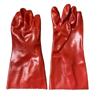 TC Polyester Long PVC Gloves Gauntlet Vinyl 14" PVC Industrial Work Gloves