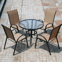 Ensemble de meubles de jardin, TABLE en verre ronde et 4 chaises pliantes, livraison gratuite