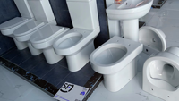 Ensemble Céramique Sanitaire de Salle de Bain WC à Siphon P-trap Deux Pièces Chasse Gravitaire Design Moderne Britannique Luxe
