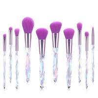 10 buah Harga bagus bubuk bulu sintetis kuas perona pipi Foundation set kuas rias kristal