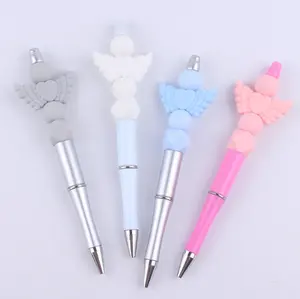 DIY创意爱心天使硅胶珠笔彩色塑料多功能笔圆珠笔