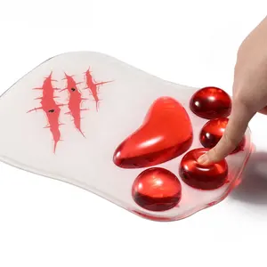 定制印刷硅胶腕托透明猫爪鼠标垫，带聚丙烯