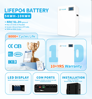 Batería de Litio LiFePO4 de 90% DOD, 10 kWh, 48 V/51.2 V, 200 Ah, Apilable, con BMS Inteligente, para Almacenamiento Solar Doméstico, CAN 8000+, Garantía de 10 Años