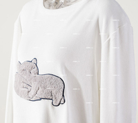 Ensemble de pyjama en velours minky imprimé renard, motif brodé, tenue de nuit mignonne, taille élastique douce, ensemble de vêtements de nuit doux ODM