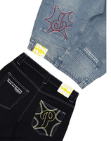 Jeans Vintage para Hombre, Pantalones de Diseñador con Parches de Cuero Personalizados, Bordados, Estilo Urbano, Tallas Grandes, Casuales, Y2K, Jeans de Mezclilla Desgastados para Hombre