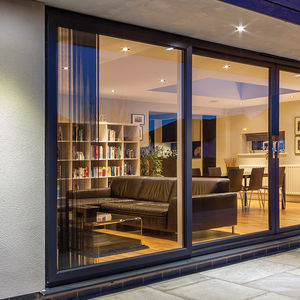 أبواب خارجية مزدوجة مع زجاج مجمد بوابة مدمجة من الألومنيوم زجاج من الألومنيوم للبلكونات أبواب حديثة من الفولاذ المقاوم للصدأ JBD - Product Image 1