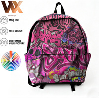 Zaino Unisex Impermeabile in Poliestere con Design Personalizzato, Motivi a Personaggi, Cerniera, Capacità 20-36L, Stile Classico Tradizionale alla Moda