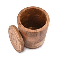 Pot de rangement rond en bois d'acacia avec couvercle pour conserver les biscuits, le café, la farine et le sucre