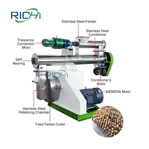 Çin Henan 1-2 t/h komple küçük kümes hayvancılığı tavuk domuz tavşan sığır hayvan granül pelet besleme değirmeni makinesi