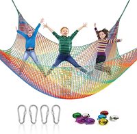 Filets Tribu Enfants Escalade Cargo Net Noir Polyester Sécurité Pont Arbre Maison Obstacle Formation Singe Bar Aire De Jeux Net Coupe