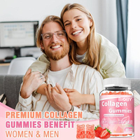 Gummies de collagène à marque privée OEM avec biotine, algues et multivitamines pour la santé des cheveux, de la peau et des ongles, sans sucre, saveur fraise, 90 gummies