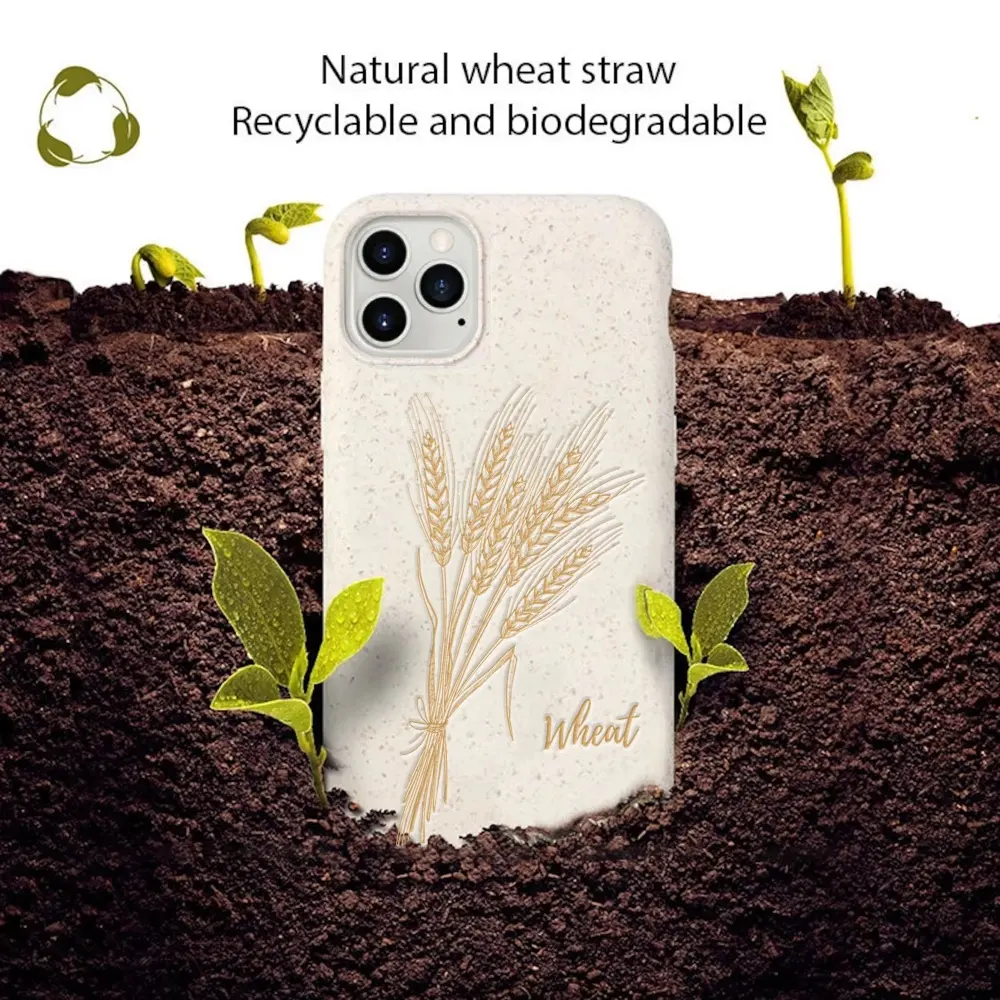 Funda móvil de paja de trigo degradable reciclada ecológica personalizada 100% funda de teléfono biodegradable para Iphone 14 13 12 11 Pro Max