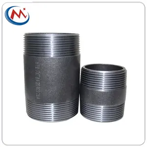 Mamilos longos ou curtos hidráulicos npt bsp din, cano de aço carbono galvanizado preto, rosca mamilo