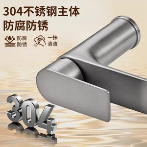 Stainless Steel Basin Faucet Single Handle Deck Mounted Minimalist Style For Washbasin <b>Sink</b> Bathroom Vanity - Product Image 3