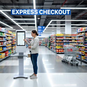 <span class=keywords><strong>Terminal</strong></span> de point de vente 21,5/23,8/27 pouces, Kiosque de libre-service intérieur avec SDK, reconnaissance faciale, support sur pied et technologie de caméra intégrée - Product Image 3